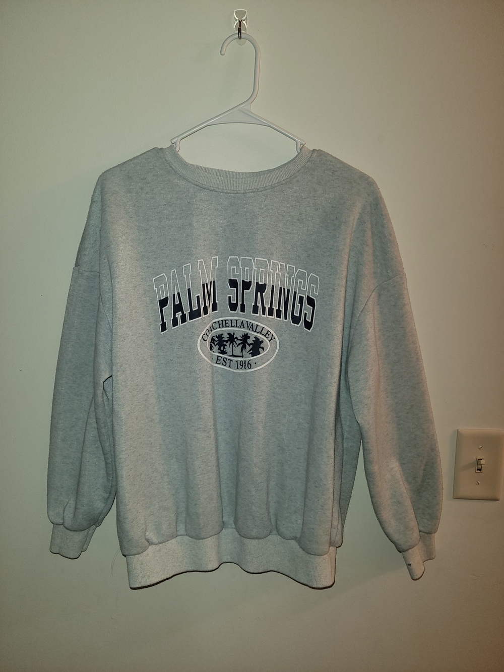 SHEIN Light Gray Palm Springs Graphic Crewneck Sweatshirt
